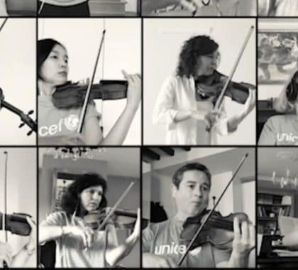 100 musiciens de l’Orchestre Philharmonique de Radio France jouent Charlie Chaplin pour UNICEF