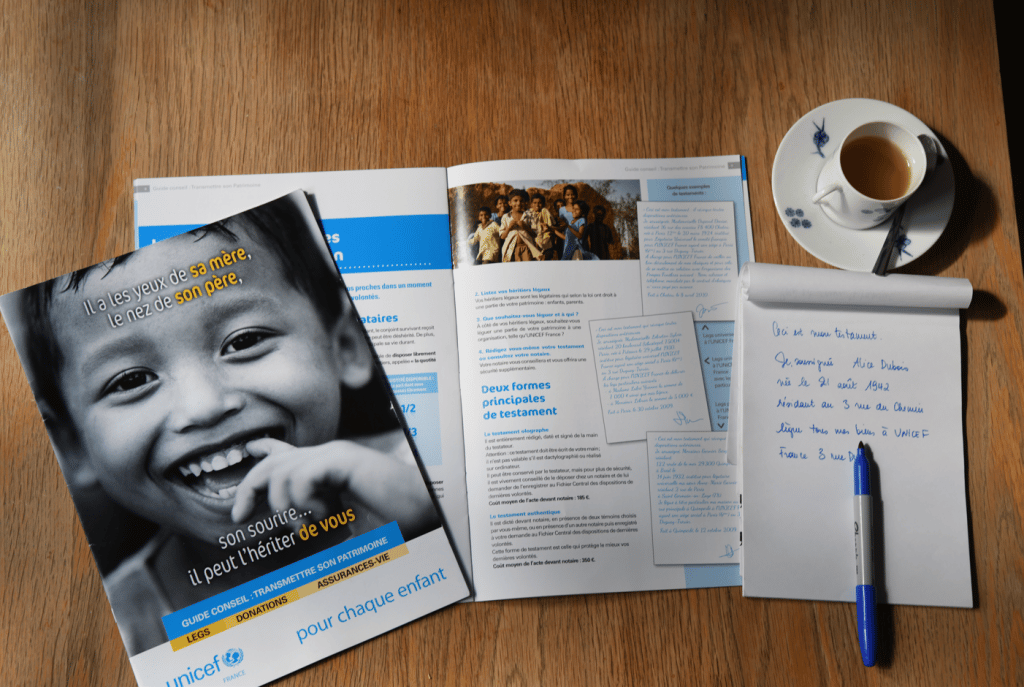 Chaque legs est l’histoire d’une vie. Faire un legs à l’UNICEF France, c’est écrire ensemble la plus belle des histoires : celle des enfants de demain. 