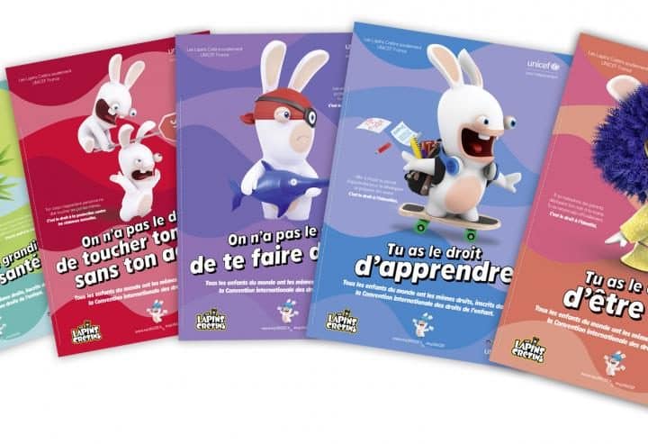 Affiches de la campagne des Lapins Crétins pour l'UNICEF France au sujet du consentement.