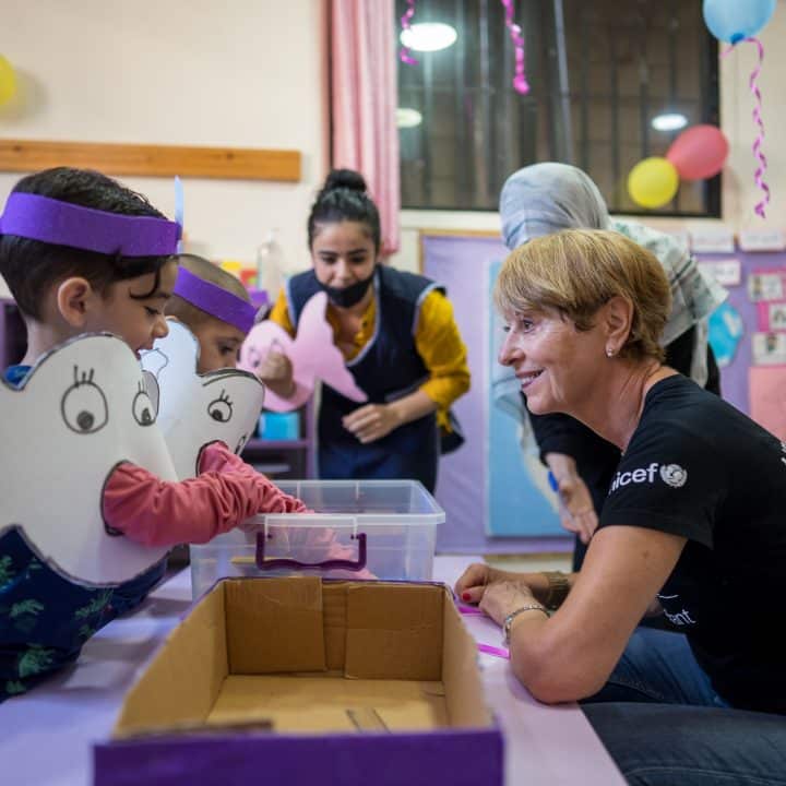 Adeline Hazan, présidente de l'UNICEF France en visite au Liban.