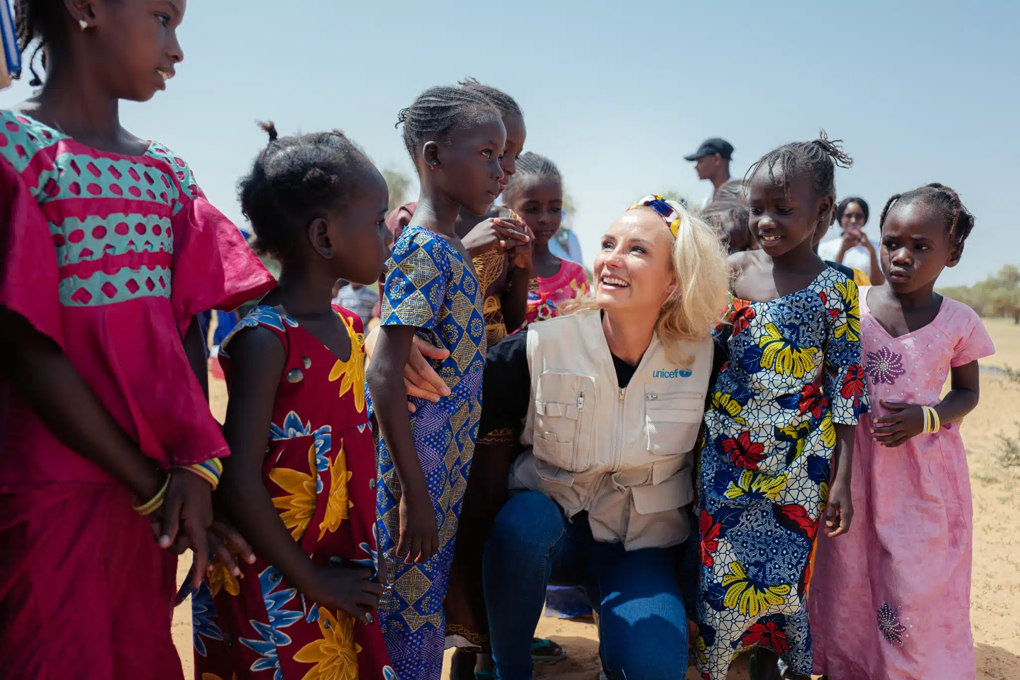 Visite terrain d'Elodie Gossuin en Mauritanie pour l'UNICEF. Visite du village d'HORE MONDJI, dans la région de BRAKNA. ©UNICEF France / Decoin