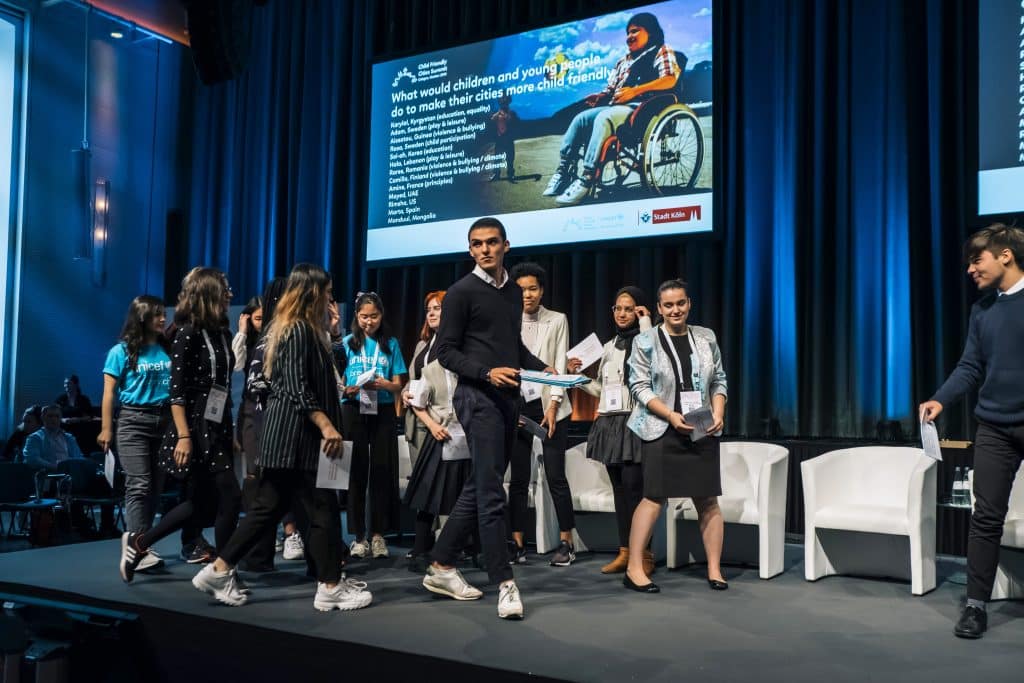 Du 15 au 18 octobre 2019, l’UNICEF et la ville de Cologne ont organisé le premier sommet international des villes amies des enfants à Cologne, en Allemagne. © UNICEF/UNI217450/Wogram