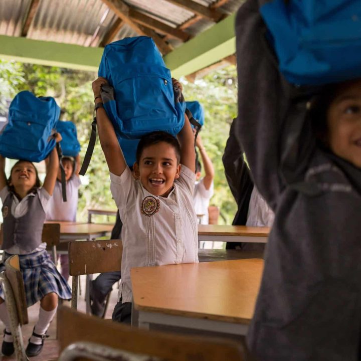 Displaced children from the Catatumbo region, in Norte de Santander, Colombia, receive psicosocial support, safe spaces and access to water, sanitation and hygiene services in a shelter built in Ocaña's Coliseum. © UNICEF/UNI841997/Lara