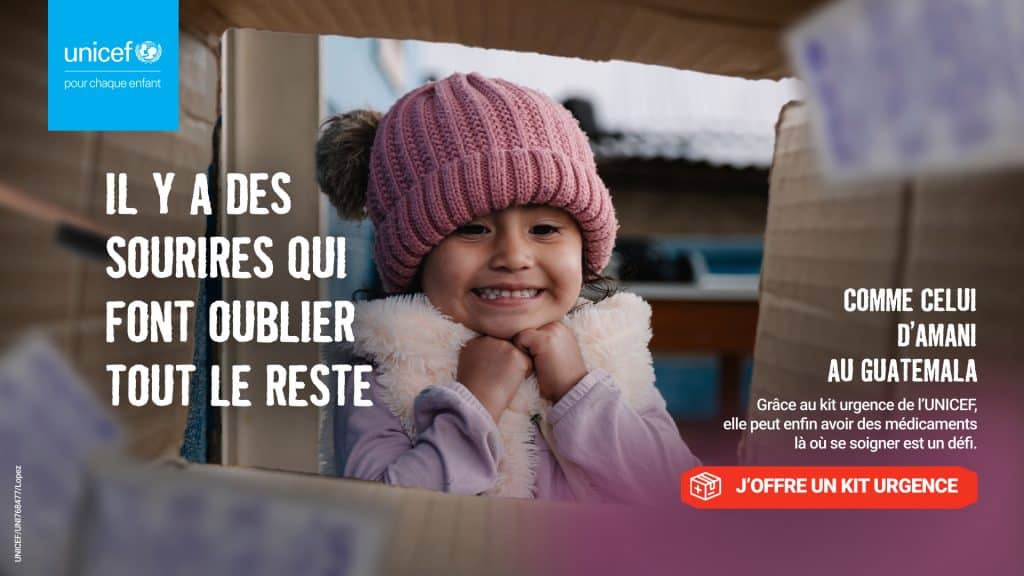 Photo d'illustration de la campagne de fin d'année de l'UNICEF France, 2025. 
